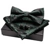 JEMYGINS Men's Paisley Pattern Bow Tie, Cuffs, Buttons, Handkerchief Set,