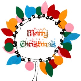 3 Pieces Christmas Felt Banners Felt Light Garlands Colorful Bulb Shaped Banners for Home Patio Door Room Christmas Birthday Party Decorations