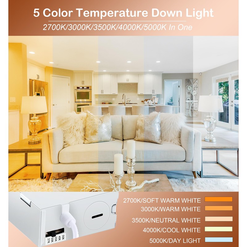 CLOUDY BAY [6 Pack] 8 Inch 5CCT LED Recessed Ceiling