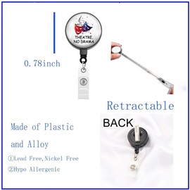 BEKECH Theater Gifts Theater No Drama Retractable Badge Reel Theater Lovers Gift Theatre Drama Mask Gift Actor Actress Gifts (Theater No Drama)