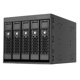 SilverStone Technology FS305-E All-Black Three 5.25" Device Bay to Five 3.5" SAS-12G / SATA 6Gbit/s Hot-swap Adapter Cage, SST-FS305B-E