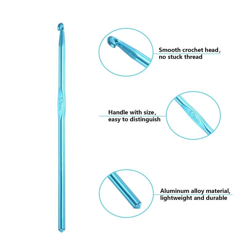 HEYLEAYAR 5MM Aluminum Crochet Hooks 14PCS,Crochet Needle US Size H(US