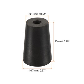 sourcing map Pack of 10 Tapered Rubber Caps with Hole 13 mm to 17 mm for Laboratory Home Black