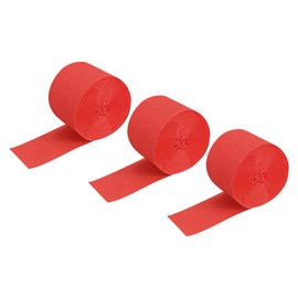 MECCANIXITY Crepe Paper Streamer Crepe Paper Decoration 82ft Long 1.77 Inch Wide for Birthday Party Wedding Thanksgiving Christmas Decorations DIY, Red Pack of 3