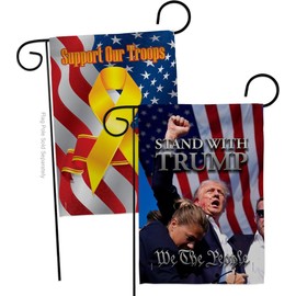 Stand With Trump Rally 2024 Flag Support Our Troops Wall Hanging Deor For Home Poster Porch We The People President 47 MAGA Yard Sign Outdoor Patriotic Decorations Republican Gifts Made In USA