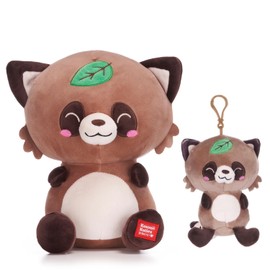 Kawaii Kuties Mika Tanuki Dog Plush Soft Toy and Plush Bag Clip Set