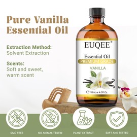 EUQEE 118ml Vanilla Essential Oil, Pure Vanilla Fragrance Essential Oil for Diffuser, Massage, DIY Soap,Candle Making, Skin & Hair Care - 4.0 Fl Oz