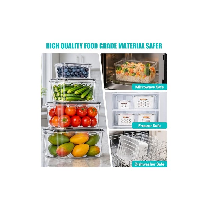 HOMETALL 4 Pack Fruit and Vegetable Storage Containers
