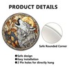 Lygond Metal Sign Tin Sign Circular Stained Glass Gray Wolf