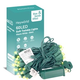Heyworld - Luces de Navidad parpadeantes lentos, 35 luces LED de 10 pies con certificación UL, cadena suave de 5 mm a prueba de agua para interiores y exteriores, Navidad, boda, decoración de jardín