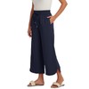 Les umes Womens Linen Wide Leg Cropped Pants High Elastic