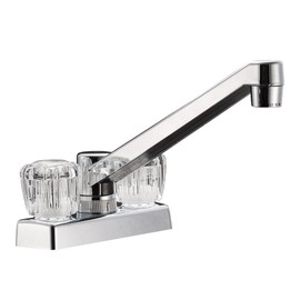 Dura Faucet DF-PK640A-CP RV Swivel Kitchen, Galley or Bar Faucet with Crystal Acrylic Knobs (Chrome)