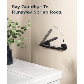 FORIOUS Toilet Roll Holder, Wall Mount Rustproof Stainless Steel Double Post Pivoting Design, Bathroom Roll Holder, Matte Black