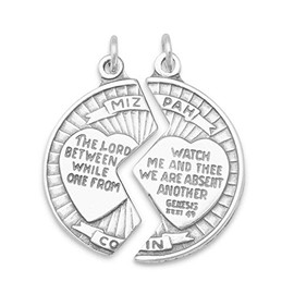 Dakota West Mizpah Coin Two Part to Share with Genesis 31:49 Verse 925 Solid Sterling Silver Charm Pendant Bracelet Crafting