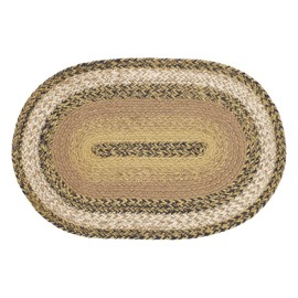 VHC Brands Kettle Grove, Dining Table Placemat, Braided Jute, Oval, Tan & Black, 12x18