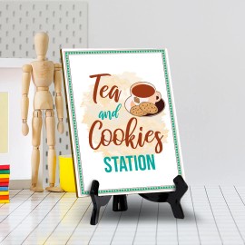 Signs ByLITA Tea and Cookies Station, Table Sign with Acrylic Stand (6x8“)