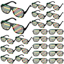 Shyyween Juneteenth Party Favors Plastic Shutter Glasses Bulk Freedom 1865 Gifts African American Shades Sunglasses Eyewear for Party(24 Pcs,Juneteenth)