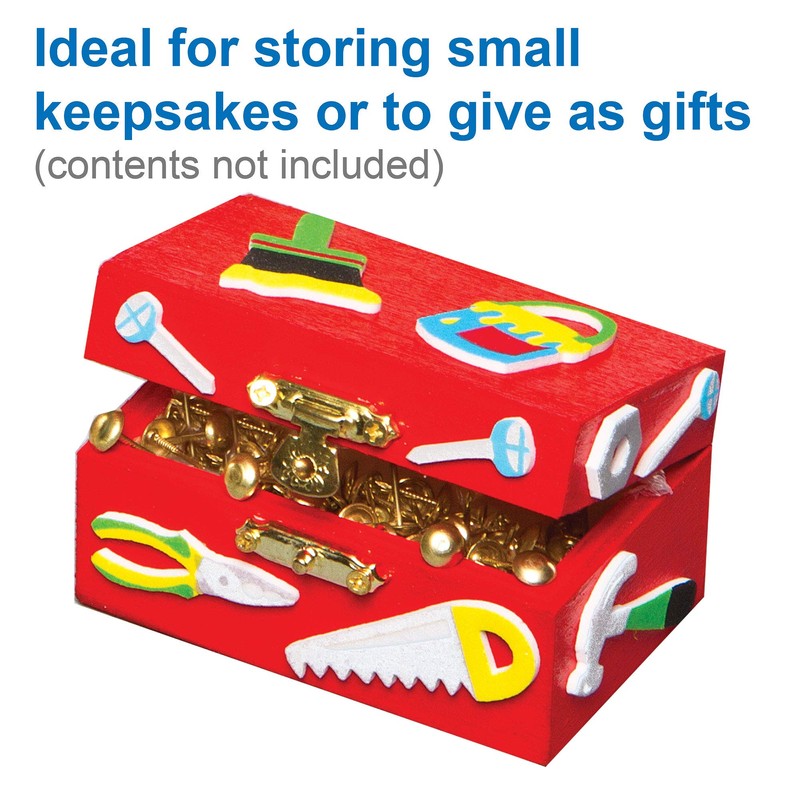 Baker Ross ET127 Mini Wooden Jewellery Box Treasure Chests, Creative