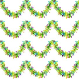 4 cuerdas en total de 26.3 pies de guirnaldas de oropel de Pascua, cada guirnalda colorida de flecos de 6.6 pies con huevos colgantes con serpentinas con purpurina para el día de Pascua, fiestas
