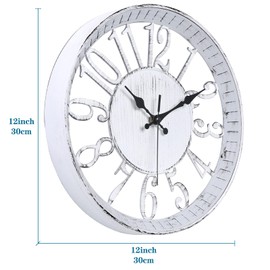 Ogetok Reloj de Pared clásico de 12 Pulgadas, Relojes de Pared Redondos Que Funcionan con Pilas, Reloj Digital silencioso de Cuarzo sin tictac, Moderno Reloj Decorativo Hueco Simple para Oficina