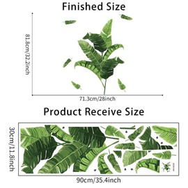 astylishome Girls Wall Stickers Tropical Plants Green Leaves Decal Peel and Stick Palm Leaf Sticker Art Murals Waterproof Walls Decor for Bedroom Living Room Offices Home Decoration 1115