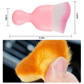 Blilo 2PCS Car Interior Detailing Brush with Dust Cover, Auto Soft Hair Cleaning Brushes, Scratch Free Curved Dirt Collectors, for Vehicle Dashboard Air Conditioner Vents Leather(Pink)