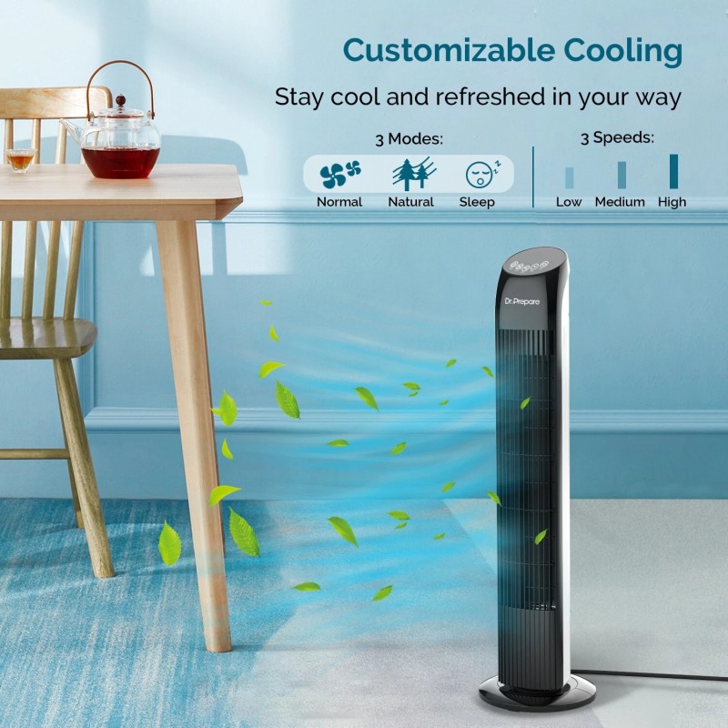 Dr. Prepare 33" Oscillating Tower Fan with 3 Speeds