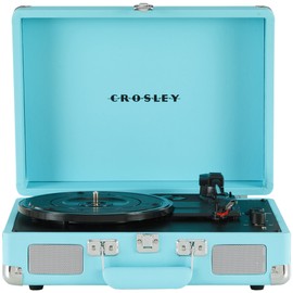 Crosley CR8005DP-TQ1 Cruiser Plus Vintage 3-Speed Bluetooth in/Out Suitcase Vinyl Record Player Turntable, Turquoise