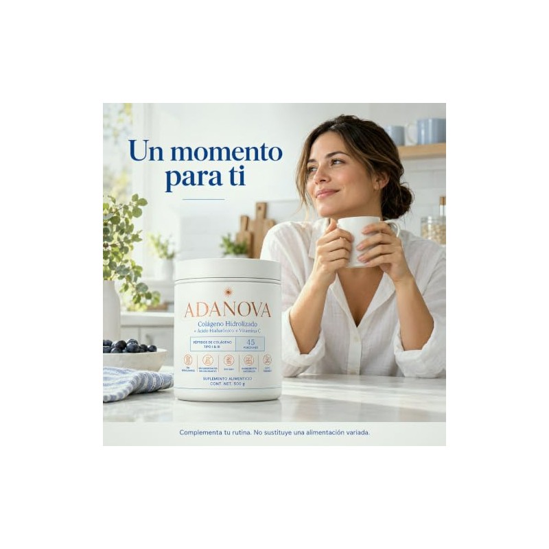 Adanova Colágeno Hidrolizado Polvo Ácido Hialurónico Vitamina Péptidos Bovinos Tipo