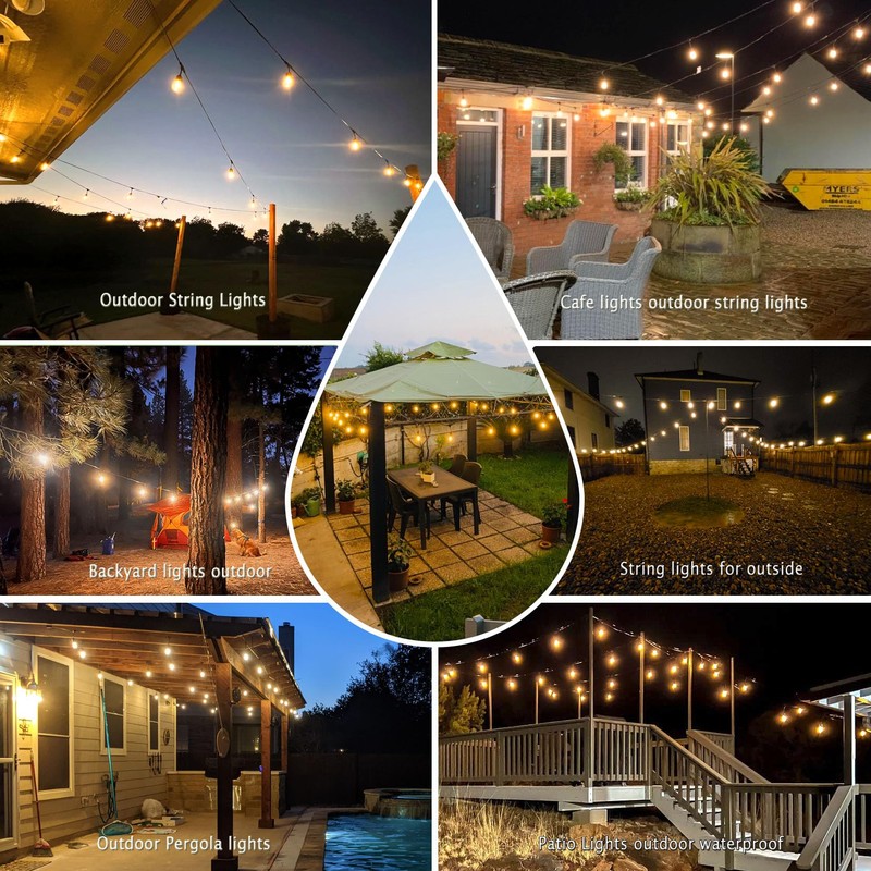 Yuhoolamp 200FT Outdoor String Lights with 60+3 Replaceable S14 Edison