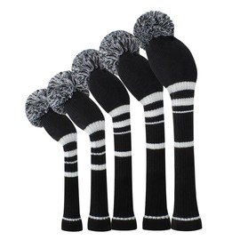 Scott Edward Knitting Golf Club Headcovers, Set of 5 Golf Club Headgear Driver Wood 1 Fairway Wood 2 and Hybrid Wood 2 with Rotating Club Number Tags