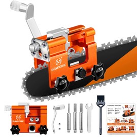 Chainsaw Sharpener Jig Kit, Portable Chainsaw Sharpening Tool with Burr Grinding Stone & Cleaning Brush, Manual Chain Saw Blade Sharpener Attachment for Chain/Electric Saw, Lumberjack, Garden Worker
