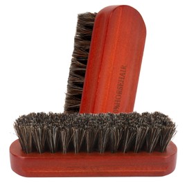 Shoe Brushes 2 Pack, Red Wood Handle Horsehair Cleaning Brushes for Leather Shoes and Boots, Compact Shoe Brush Set for Travel and Home Use, Short Bristle Design for Easy Storage