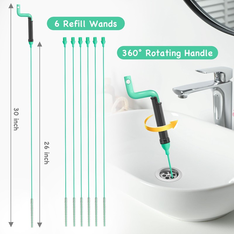 Drain Clog Remover Tool – 30”Anti-break Steel Sink Snake Hair