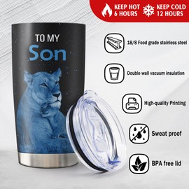 Qatdey Gifts for Son Tumbler 20oz, Son Gifts from Mom/Dad, Birthday Gifts for Son Cup, Gifts for Grown Son on Wedding Day, To My Son Gift Ideas, Christmas Graduation Gifts for Son 1PC