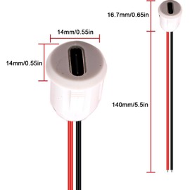 RUNCCI-YUN 15 pieces USB-C socket 2-wire installation type C socket, 2-pin USB mounting socket USB-C socket for panel mounting with snap groove buckle 3A fast charging type C socket white