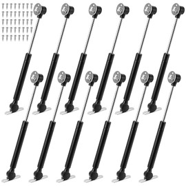 Hydraulic Support Cabinet Hinge, ZEONHAK 12 PCS, 100 N Soft Close Gas Strut Lift Support Cabinet Hinges with 50 Mounting for Kitchen, Cabinet, Cupboard, Black