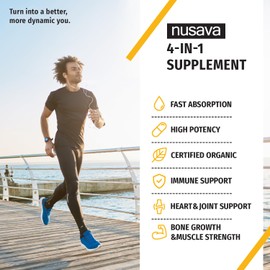 NUSAVA (4 Pack) Organic Vitamin D3 K2 Drops with MCT Oil Omega 3, 5000 IU, Maximum Strength Vitamin D Liquid - No Fillers, Non-GMO Liquid D3 for Faster Absorption & Immune Support (Vanilla, 4 Fl Oz)