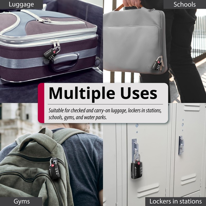 Fosmon TSA Approved Locks for Luggage. Suitcase Locks with Open