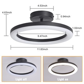 Facon RV Interior Lighting 12V LED Pendant Light Fixture with Switch - 15W 750LM 4000K Cool White, Dimmable Ceiling Light for RV Motorhome Camper Dinette, Kitchen, 11.83’’ Dia