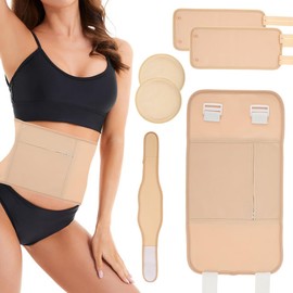 4 Pcs Castor Oil Pack Wrap, Castor Waist Neck Oil Pack Set, Organic Castor Oil Pack, Organic Cotton Flannel for Castor Oil Packs, Castor Oil Pack Kit for Waist and Neck, Khaki (C 1)