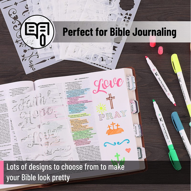 Mr. Pen- Bible Journaling Stencil Set, 4.2 x 7 Inch,