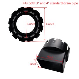 Pastlla Gutter Downspout Adapter to Drain Pipe, Downspout Extensions, Fits 3" x 4" Square Rain Gutter to Drain Pipe Adapter, 3" or 4" PVC Round Drain Pipe or Corrugated Landscape Pipe （Black）