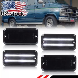 OFFKAT 4X Smoke White LED Side Marker Light For 85-95 Chevy G10 G20 GMC G1500 G2500 Van