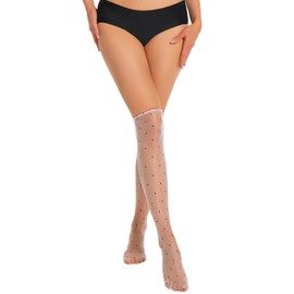 Aranmei Women's Lace Sexy Pattern High Stockings Thigh Oily Smooth Glossy