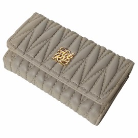 Cross Marberry R87 Quilted Key Case, 4 Rings, Card Storage, High Visibility, Beautiful, Adult, Dull Color,, beige, (greige)