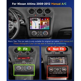 for Nissan Altima 2008-2012 Car Stereo Radio with Wireless Car Play Android Auto MirrorLink, 9 inch 1080P HD IPS Touch Screen GPS Chip 26UIs Built-in DSP Bluetooth WiFi Backup Camera Mic(Manual A/C)