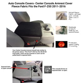 Auto Console Covers- Fits The 2011-2016 Ford F-250 Super Duty Center Console Armrest Cover Fleece Fabric -Brown