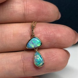 Opal 925 Sterling Silver Pearl Necklace, Blue Opal Birth Stone Dainty Necklace for Women, One size, Agate