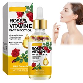 Rose Oil for Face with Ros/e Petal Flower,Rosehip Oil Organic with Vitamin E Oil for Anti-Aging,Rosehip Oil Organic Cold Pressed,Ro/se Essential O/il for Face and Body,Moisturizing and Firming Oi/l